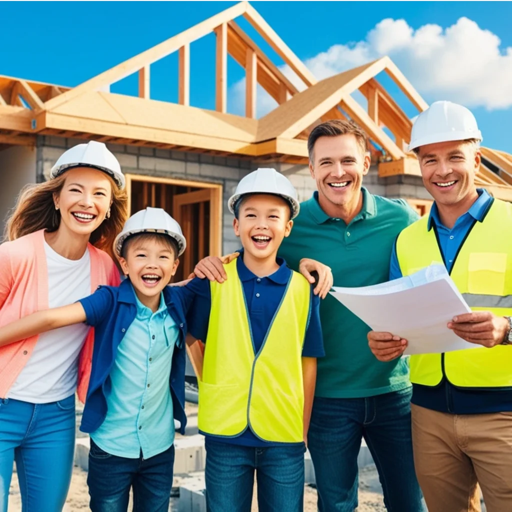 יועץ אינסטלציה בשטח עם משפחה מאושרת